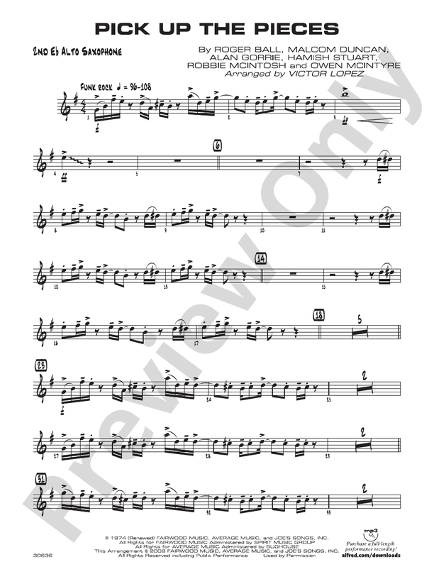 Pick Up The Pieces 2nd E Flat Alto Saxophone 2nd E Flat Alto Saxophone Part Digital Sheet 3867