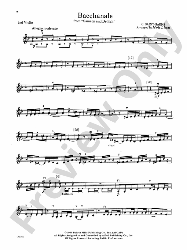 Bacchanale From Samson And Delilah: 2nd Violin: 2nd Violin Part ...