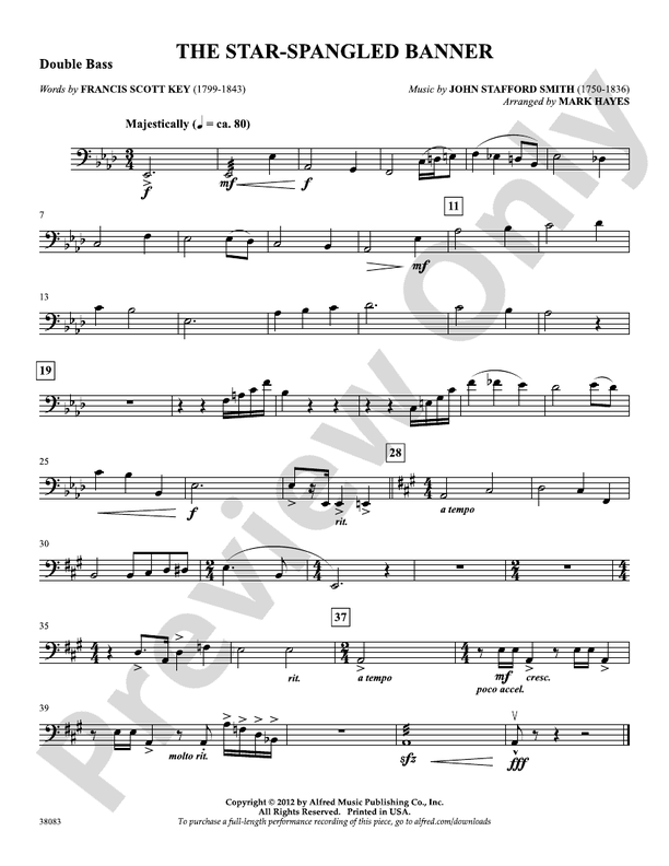 The Star Spangled Banner String Bass String Bass Part Digital Sheet Music Download 2515