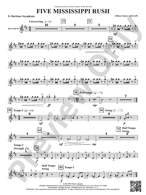 Five Mississippi Rush: E-flat Baritone Saxophone: E-flat Baritone 