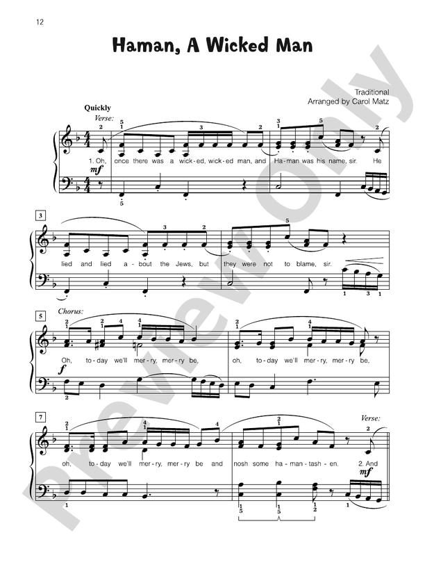 Haman, a Wicked Man - Piano Solo with Lyrics