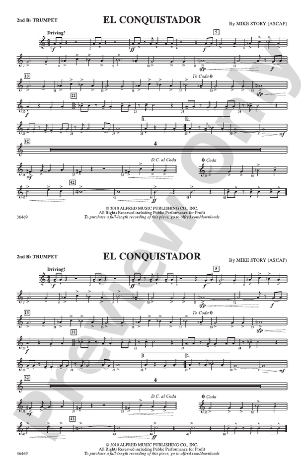 El Conquistador: 2nd B-flat Trumpet: 2nd B-flat Trumpet Part - Digital ...