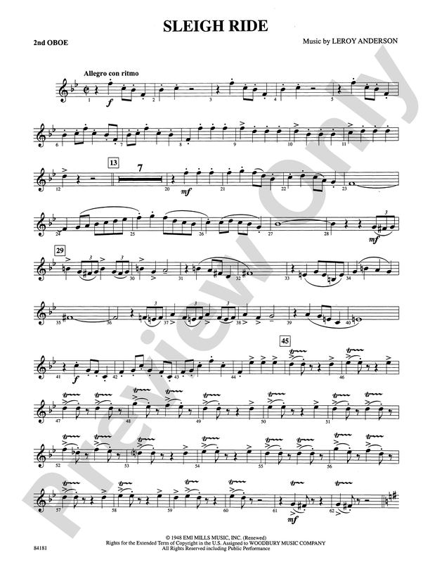 Sleigh Ride: 2nd Oboe