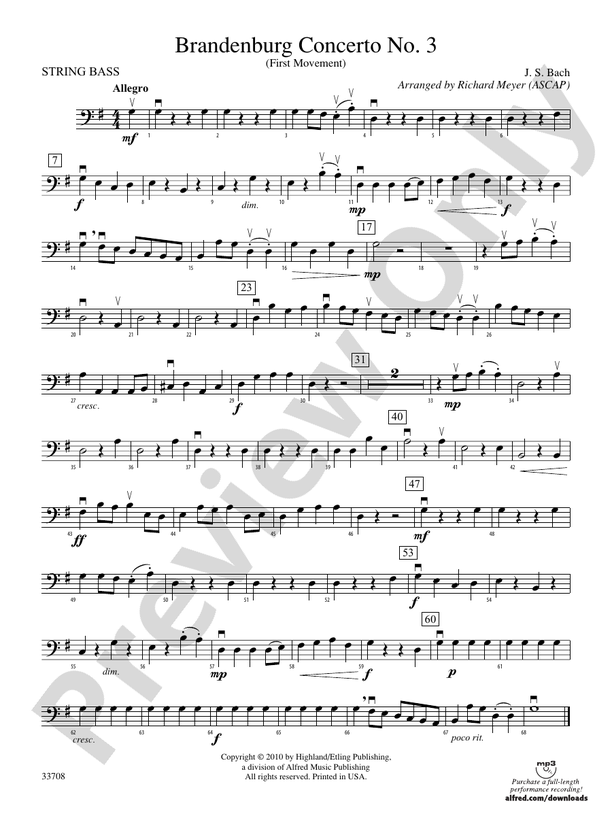 Brandenburg Concerto No. 3 (First Movement): String Bass