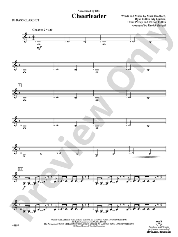 Cheerleader: B-flat Bass Clarinet: B-flat Bass Clarinet Part - Digital ...