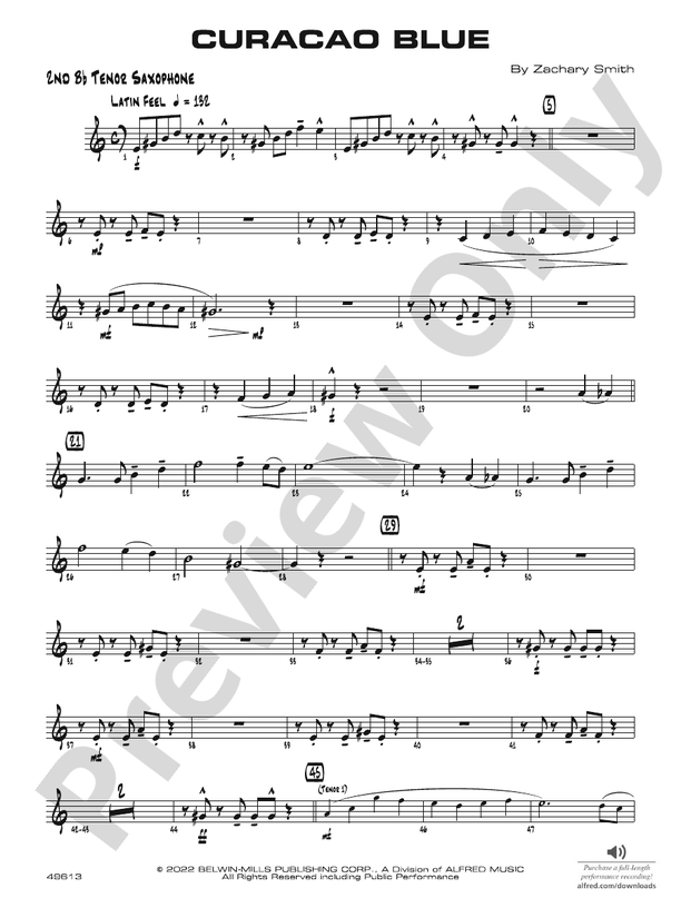 Curacao Blue 2nd Bflat Tenor Saxophone 2nd Bflat Tenor Saxophone