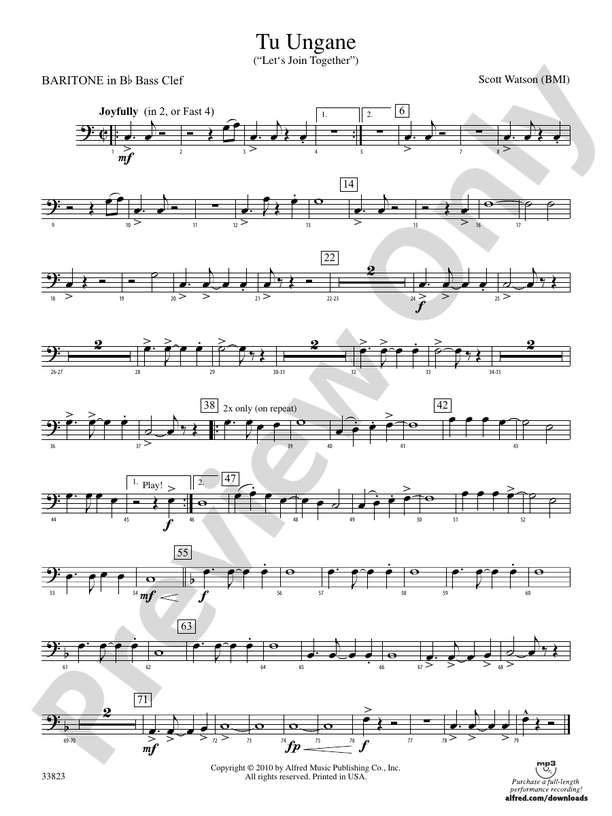 Tu Ungane: (wp) B-flat Baritone B.C.