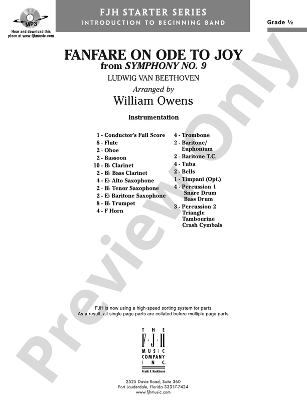 Fanfare on Ode to Joy from Symphony No. 9: Concert Band