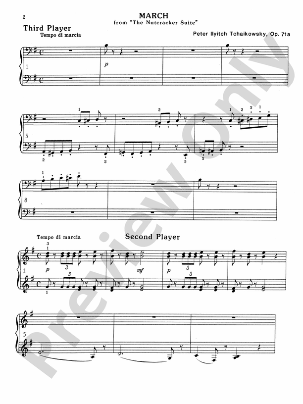 March from The Nutcracker Suite, Opus 71A - Piano Trio (1 Piano, 6 Hands)