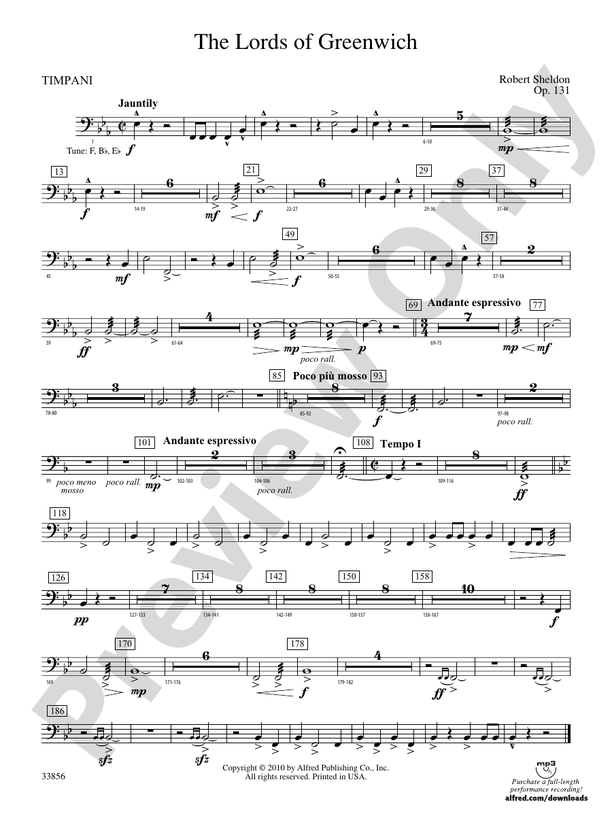 The Lords of Greenwich: Timpani: Timpani Part - Digital Sheet Music ...