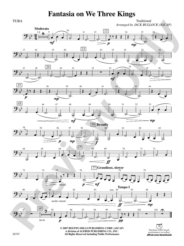 Fantasia On We Three Kings Tuba Tuba Part Digital Sheet Music Download Fantasia On We Three Kings Tuba Tuba Part Digital Sheet Music Download