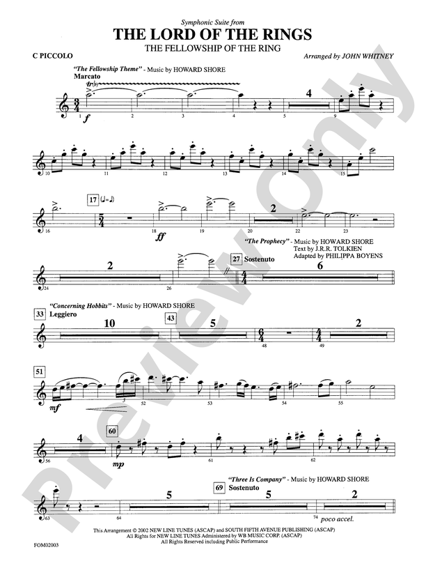 The Fellowship Of The Ring (Howard Shore) » Sheet Music for