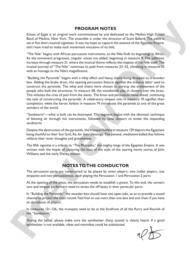 Echoes Of Egypt Score Concert Band Score Digital Sheet Music Download