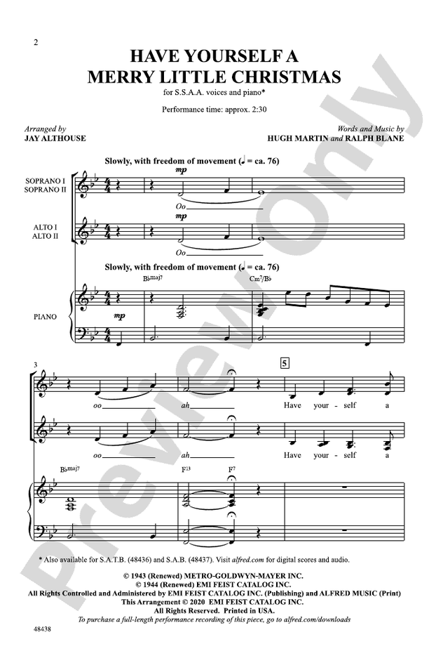 Have Yourself a Merry Little Christmas: SSAA Choral Octavo: Hugh Martin - Digital Sheet Music Download have-yourself-a-merry-little-christmas-ssaa-choral-octavo-hugh-martin-digital-sheet-music-download