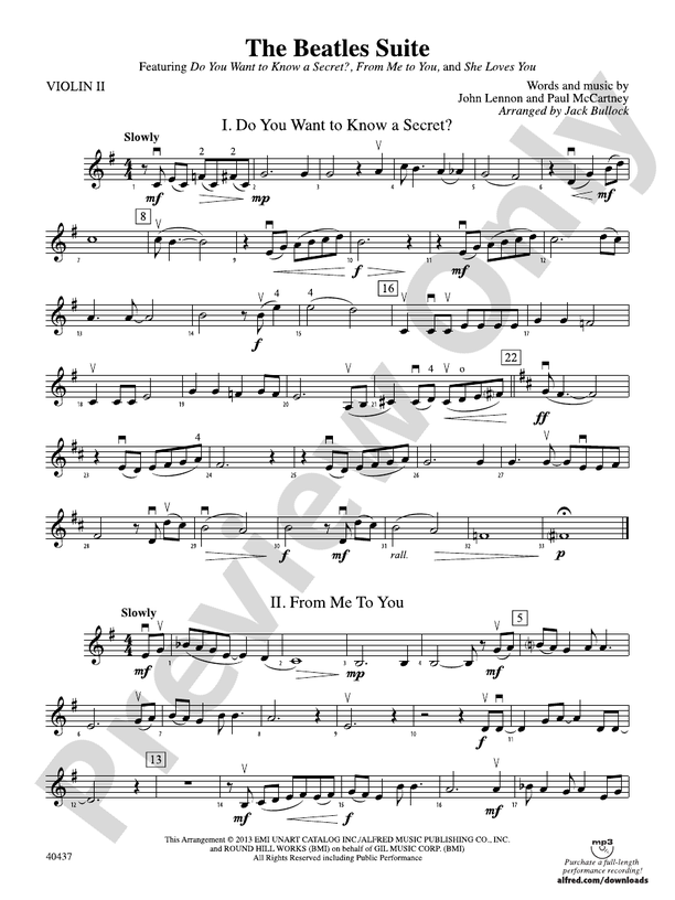 The Beatles Suite: 2nd Violin: 2nd Violin Part - Digital Sheet Music 