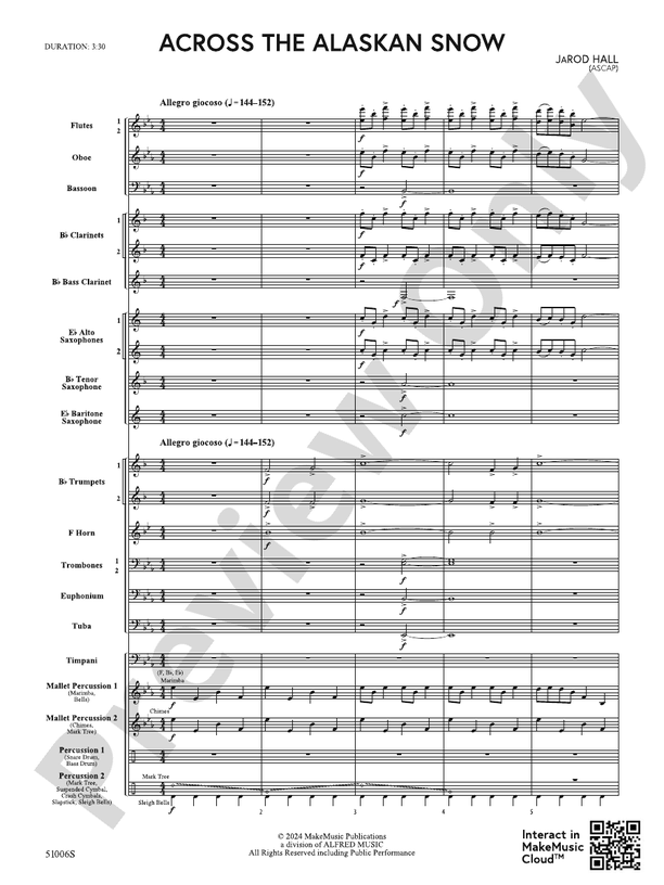 Across the Alaskan Snow: Concert Band Conductor Score & Parts: JaRod ...