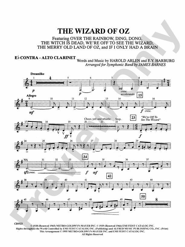 The Wizard of Oz (Medley) Eflat ContraAlto Eflat ContraAlto Part