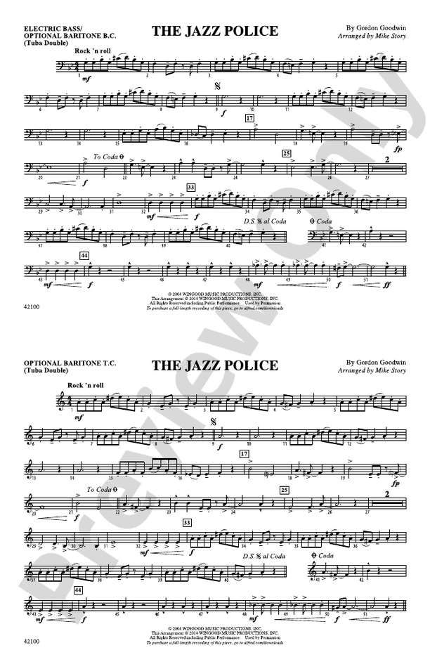 The Jazz Police Electric Bass Electric Bass Part Digital Sheet
