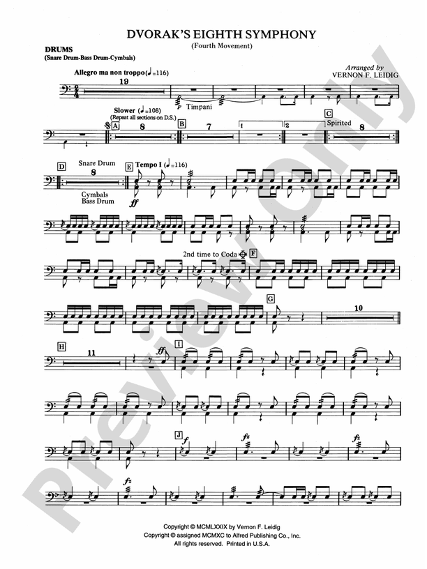 Dvorák's 8th Symphony, 4th Movement: Drums: Drums Part - Digital Sheet ...