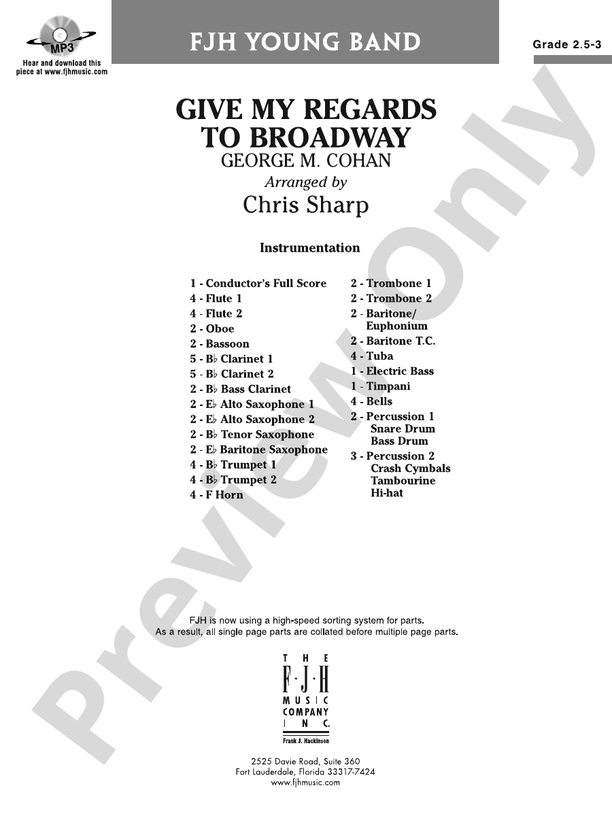 Give My Regards To Broadway: Score: : George M. Cohan - Digital Sheet 