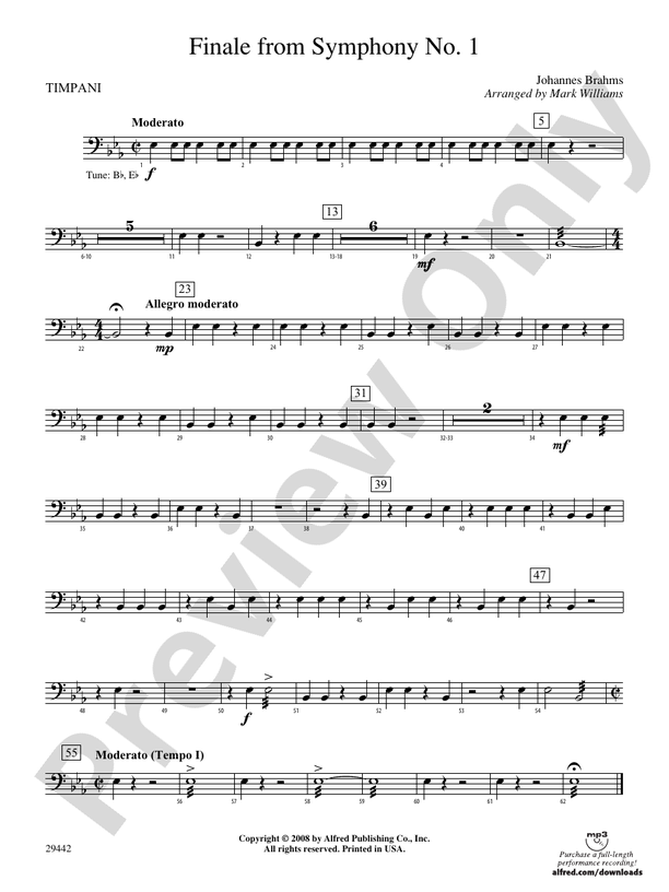 Finale from Brahms's Symphony No. 1 Timpani Timpani Part Digital