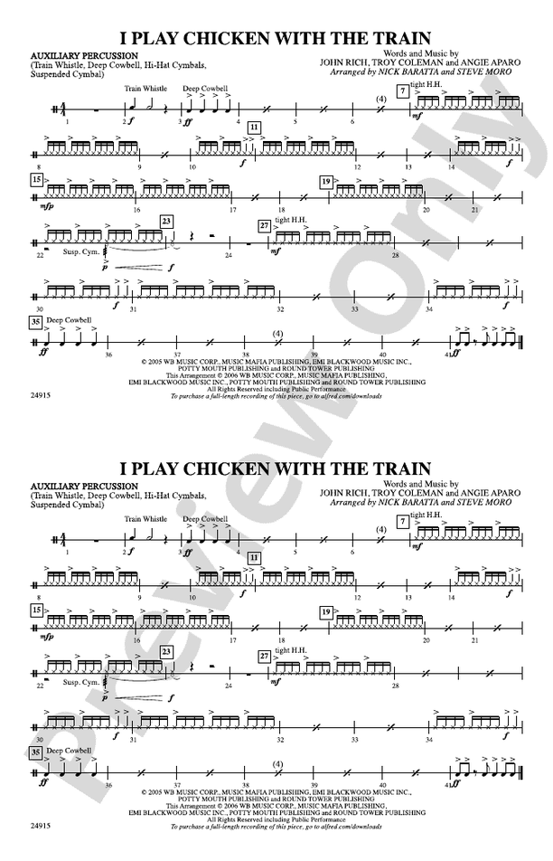 I Play Chicken with the Train Auxiliary Percussion Auxiliary Percussion Part Digital Sheet