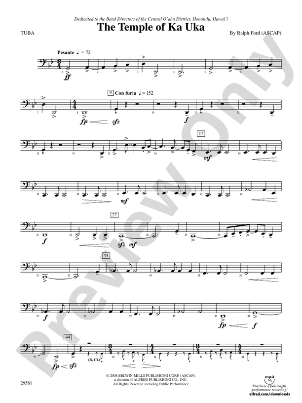 The Temple of Ka Uka Tuba Tuba Part Digital Sheet Music Download