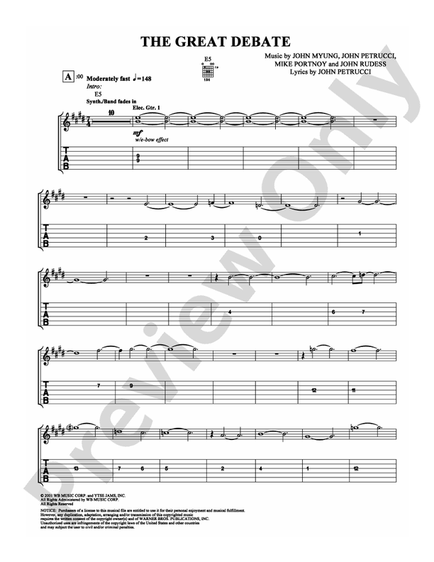 The Great Debate: Guitar TAB: Dream Theater - Digital Sheet Music Download