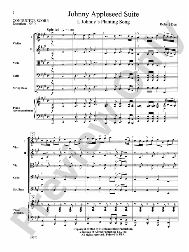 Johnny Appleseed Suite: String Orchestra Conductor Score & Parts ...