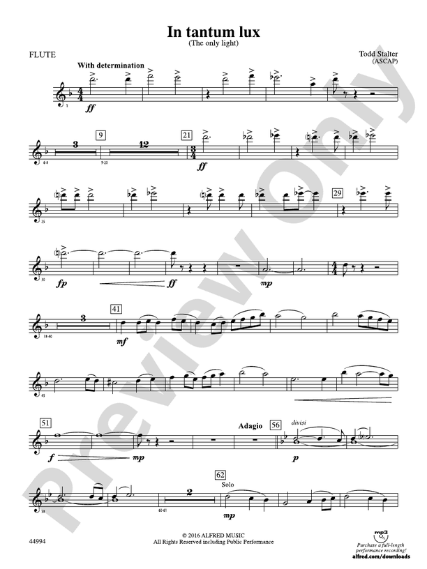 In tantum lux: Flute: Flute Part - Digital Sheet Music Download