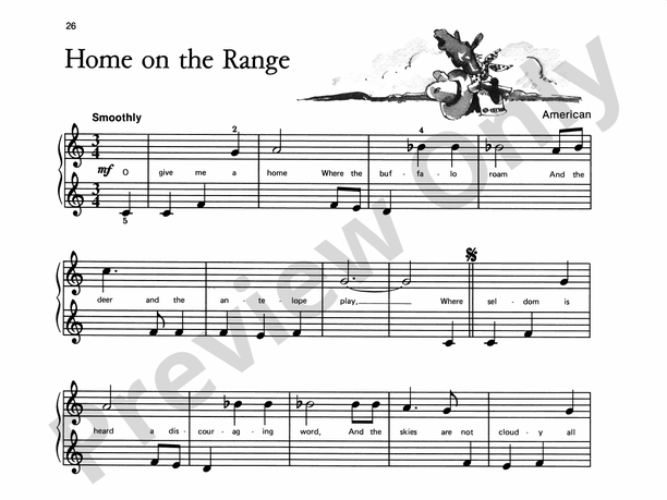 Home on the Range - Piano Solo with Lyrics (with Optional Duet Accompaniments)