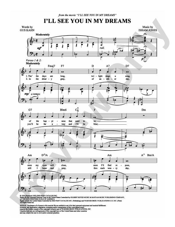I'll See You In My Dreams: Piano/Vocal/Chords: Isham Jones - Digital - I'll See You In My Dreams Ending