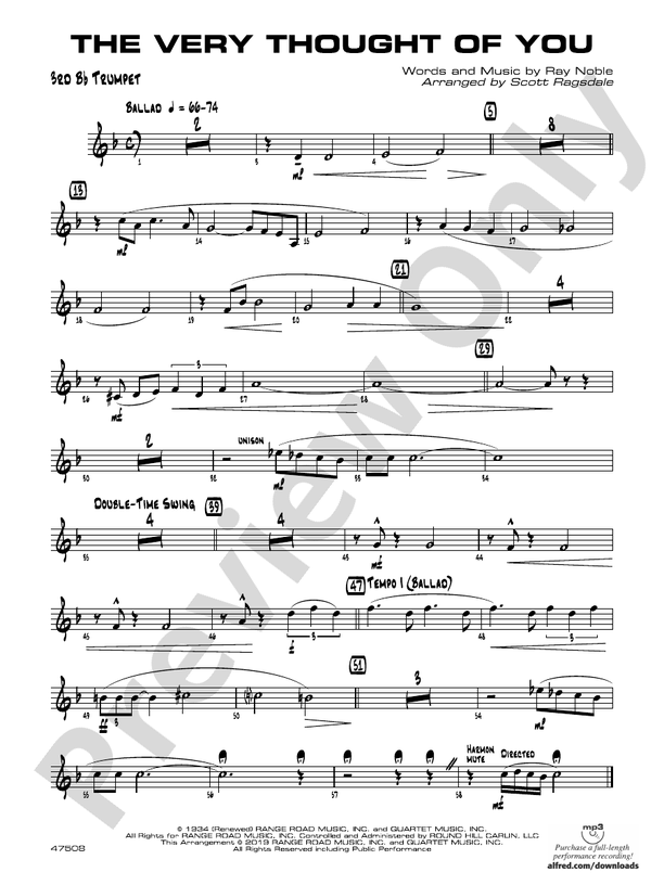The Very Thought Of You 3rd B flat Trumpet 3rd B flat Trumpet Part The very thought of you 3rd b flat trumpet 3rd b flat trumpet part