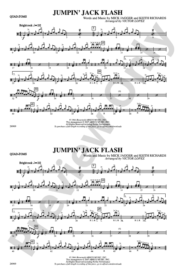 Jumpin' Jack Flash QuadToms QuadToms Part Digital Sheet Music
