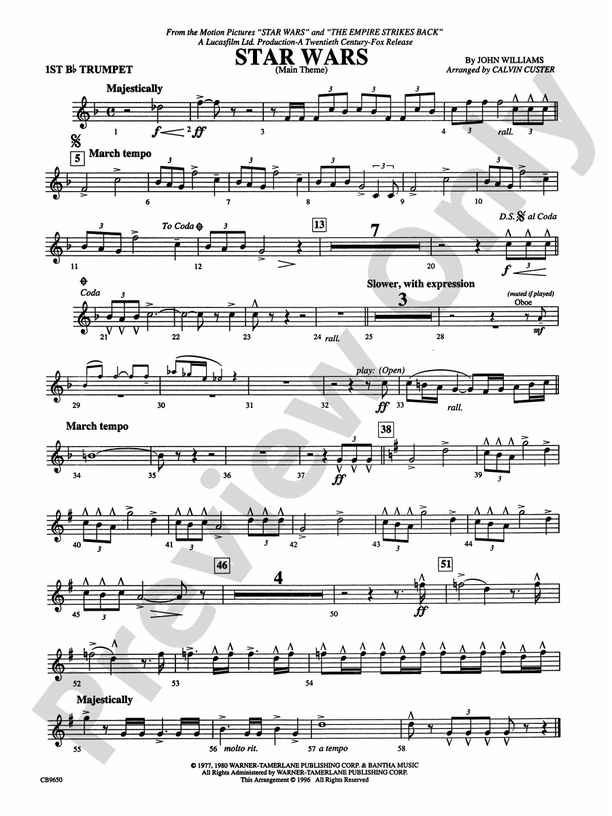 Star Wars® Main Theme: 1st B-flat Trumpet: 1st B-flat Trumpet Part ...