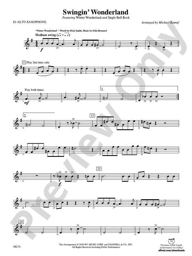 Swingin' Wonderland Eflat Alto Saxophone Eflat Alto Saxophone Part