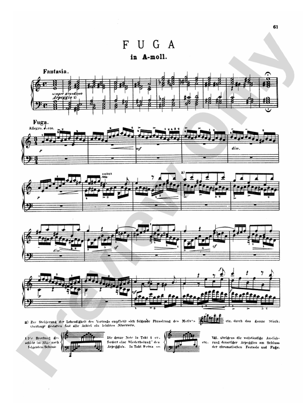 Bach: Various Works (Volume II): Fugue in A Minor Part - Digital Sheet ...