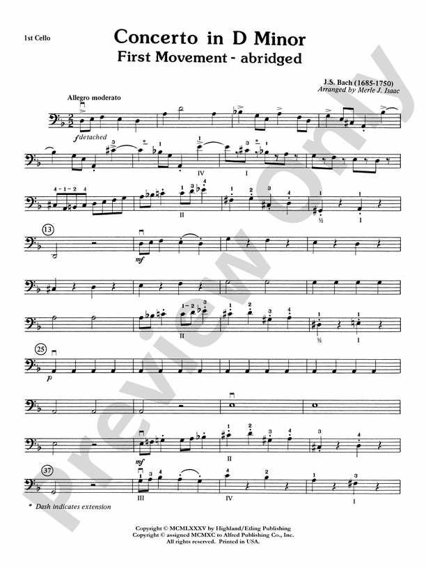 Concerto in D minor: Cello