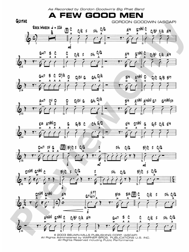 A Few Good Men Guitar Guitar Part Digital Sheet Music Download 7151