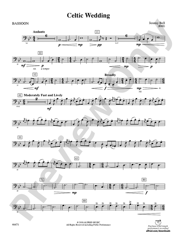 Celtic Wedding Bassoon Bassoon Part Digital Sheet Music Download