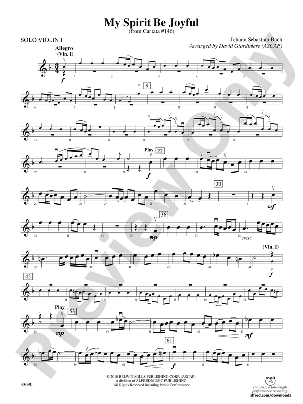 My Spirit Be Joyful (from Cantata No. 146): Solo 1st Violin