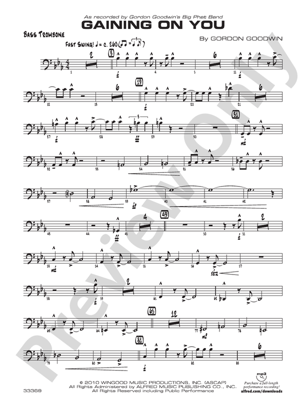 Gaining On You Bass Trombone Bass Trombone Part Digital Sheet Music