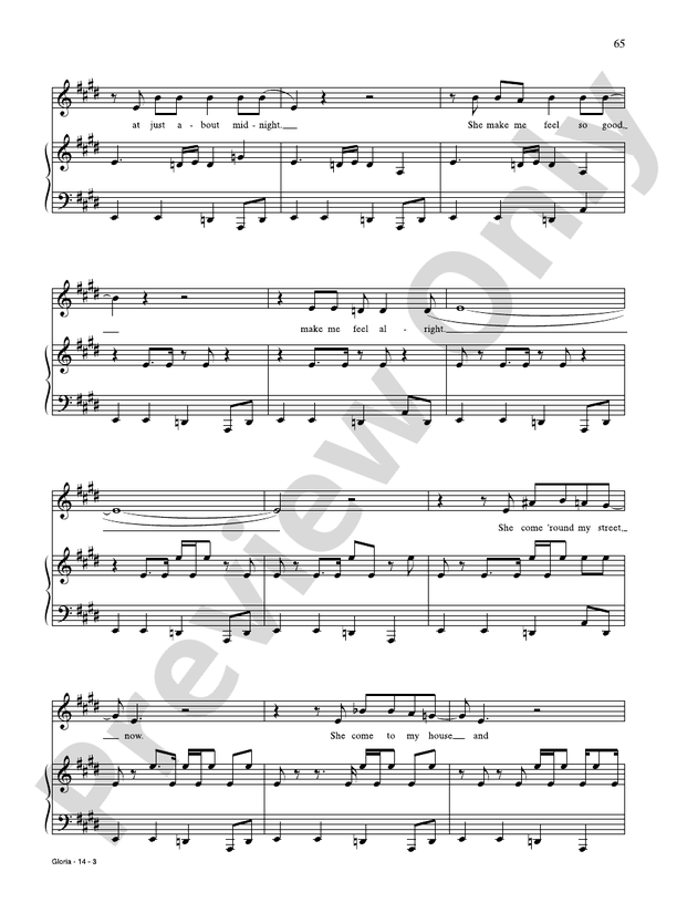Gloria: Piano/Vocal/Guitar: The Doors - Digital Sheet Music Download