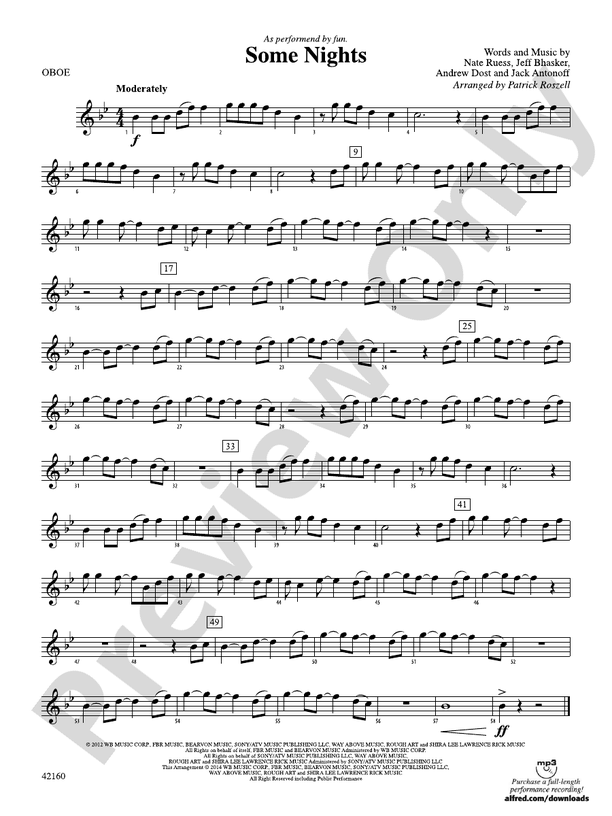 Some Nights: Oboe