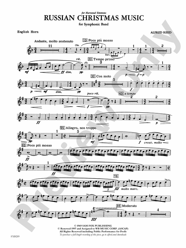 Russian Christmas Music English Horn English Horn Part Digital