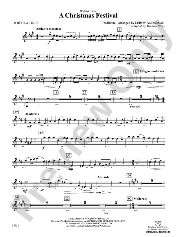 A Christmas Festival, Highlights from: 1st B-flat Clarinet: 1st B-flat ...