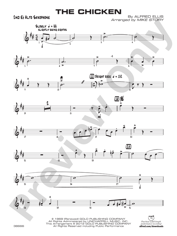 The Chicken 2nd E Flat Alto Saxophone 2nd E Flat Alto Saxophone Part Digital Sheet Music 7665