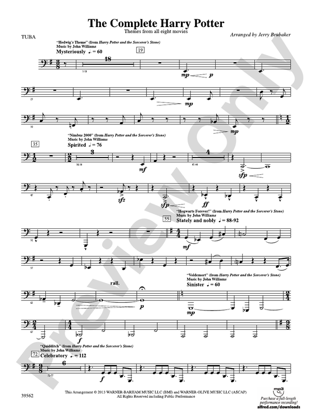 The Complete Harry Potter: Tuba: Tuba Part - Digital Sheet Music Download