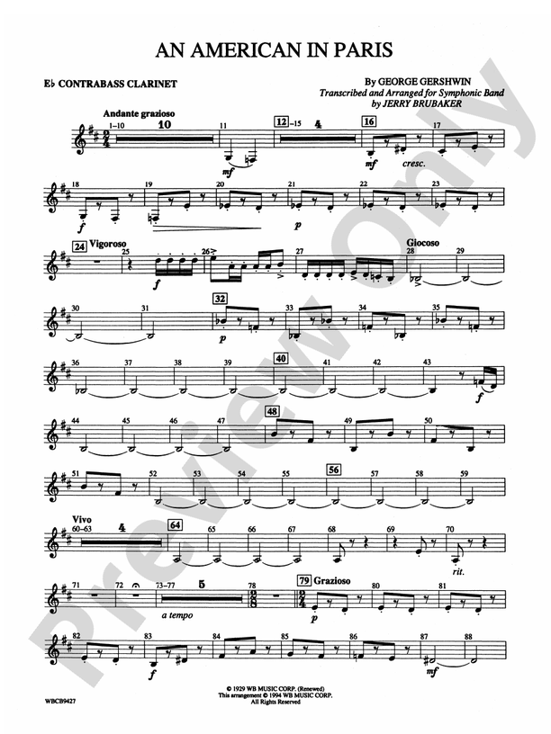 An American in Paris Eflat Contrabass Eflat Contrabass