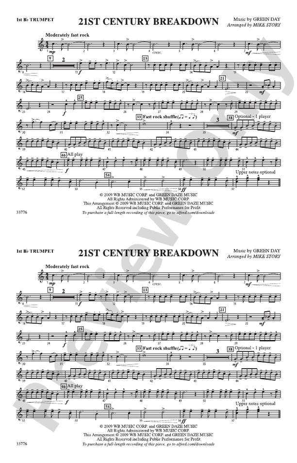 21st Century Breakdown: 1st B-flat Trumpet: 1st B-flat Trumpet Part ...